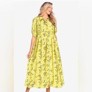 Woman Within Yellow Floral Maxi Dress